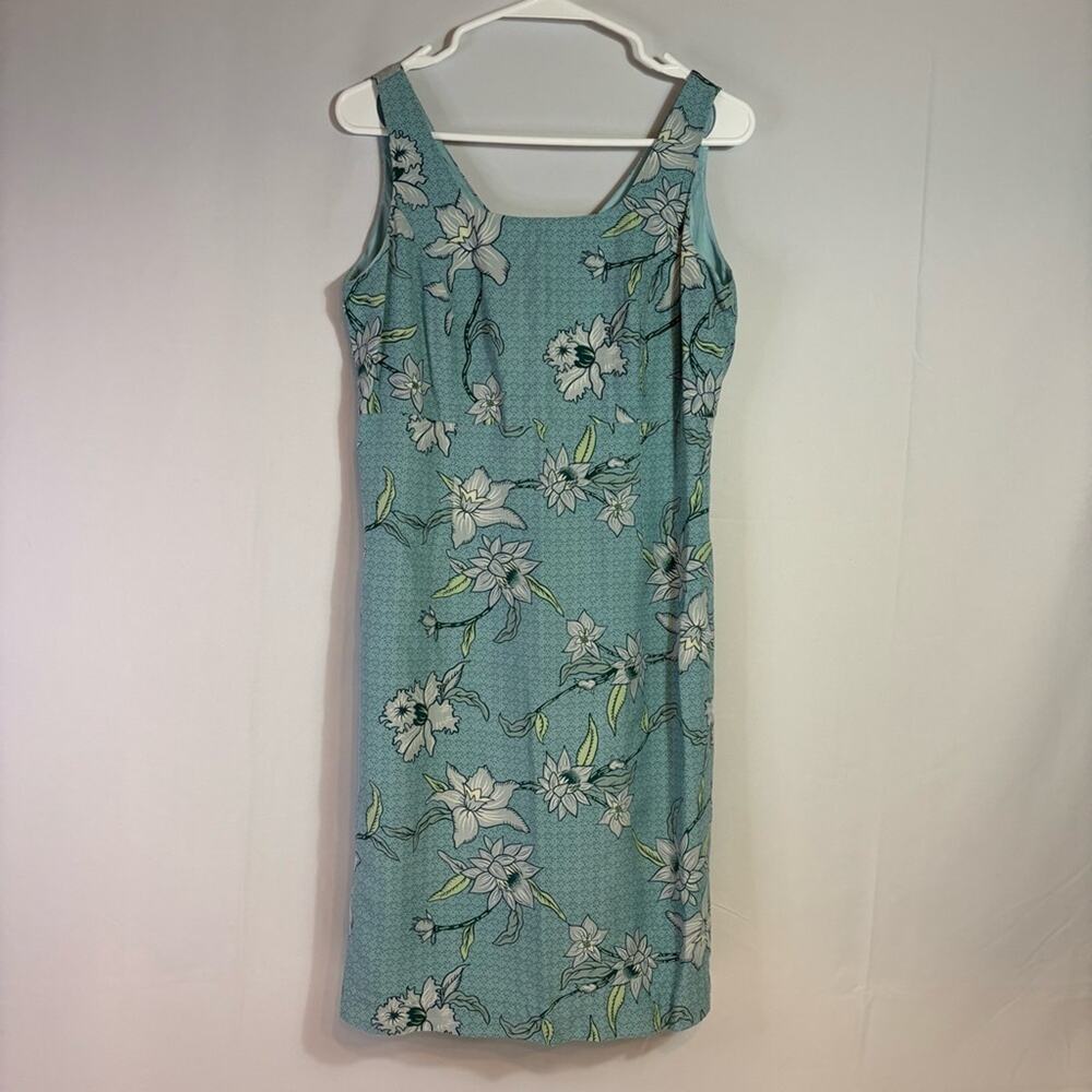 Tommy Bahama Blue Floral 100% Silk Sleeveless Dress Size 6 D0078